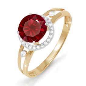 Золотое кольцо КЮЗ Del'ta D310507 с фианитом и гранатом D310507 фото