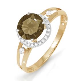 Золотое кольцо КЮЗ Del'ta D310509 с фианитом и раухтопазом D310509 фото