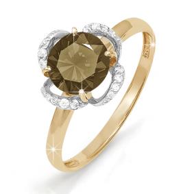 Золотое кольцо КЮЗ Del'ta D310513 с фианитом и раухтопазом D310513 фото