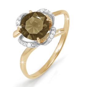 Золотое кольцо КЮЗ Del'ta D310517 с фианитом и раухтопазом D310517 фото