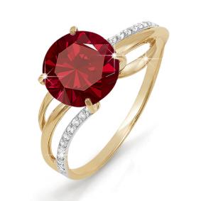 Золотое кольцо КЮЗ Del'ta D310536 с фианитом и гранатом D310536 фото