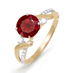 Золотое кольцо КЮЗ Del'ta D310540 с фианитом и гранатом D310540 фото