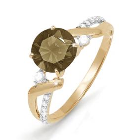 Золотое кольцо КЮЗ Del'ta D310542 с фианитом и раухтопазом D310542 фото