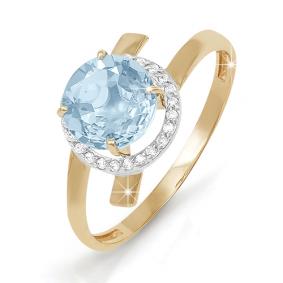 Золотое кольцо КЮЗ Del'ta D310543 с топазом и фианитом D310543 фото