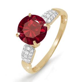 Золотое кольцо КЮЗ Del'ta D310568 с фианитом и гранатом D310568 фото