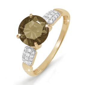 Золотое кольцо КЮЗ Del'ta D310570 с фианитом и раухтопазом D310570 фото