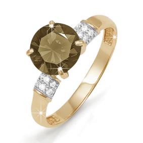 Золотое кольцо КЮЗ Del'ta D310578 с фианитом и раухтопазом D310578 фото