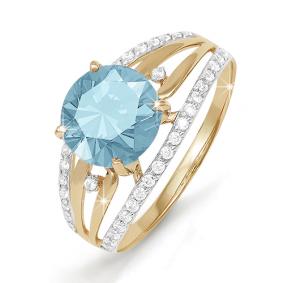 Золотое кольцо КЮЗ Del'ta D310587 с топазом и фианитом D310587 фото