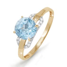 Золотое кольцо КЮЗ Del'ta D310607 с топазом и фианитом D310607 фото