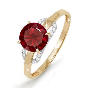 Золотое кольцо КЮЗ Del'ta D310608 с фианитом и гранатом D310608 фото