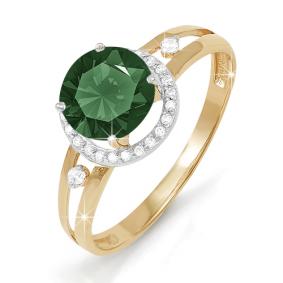 Золотое кольцо КЮЗ Del'ta D310613 с фианитом и кварцем D310613 фото