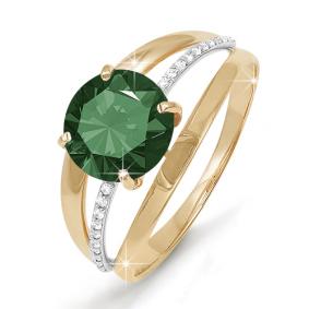 Золотое кольцо КЮЗ Del'ta D310626 с фианитом и кварцем D310626 фото