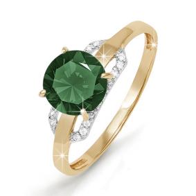 Золотое кольцо КЮЗ Del'ta D310637 с фианитом и кварцем D310637 фото