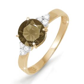 Золотое кольцо КЮЗ Del'ta D310641 с фианитом и раухтопазом D310641 фото