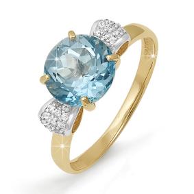 Золотое кольцо КЮЗ Del'ta D310658 с топазом и фианитом D310658 фото