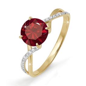 Золотое кольцо КЮЗ Del'ta D310664 с фианитом и гранатом D310664 фото