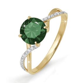 Золотое кольцо КЮЗ Del'ta D310667 с фианитом и кварцем D310667 фото