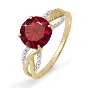 Золотое кольцо КЮЗ Del'ta D310669 с фианитом и гранатом D310669 фото