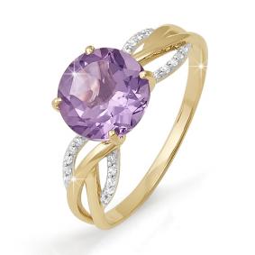 Золотое кольцо КЮЗ Del'ta D310670 с фианитом и аметистом D310670 фото