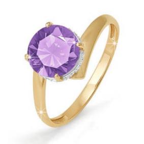 Золотое кольцо КЮЗ Del'ta D310675 с фианитом и аметистом D310675 фото