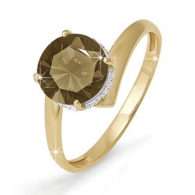 Золотое кольцо КЮЗ Del'ta D310676 с фианитом и раухтопазом D310676 фото