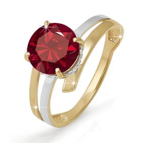 Золотое кольцо КЮЗ Del'ta D310679 с фианитом и гранатом D310679 фото