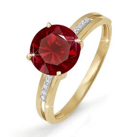 Золотое кольцо КЮЗ Del'ta D310689 с фианитом и гранатом D310689 фото