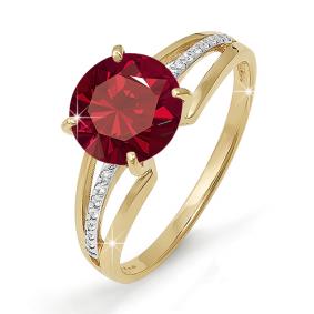 Золотое кольцо КЮЗ Del'ta D310694 с фианитом и гранатом D310694 фото