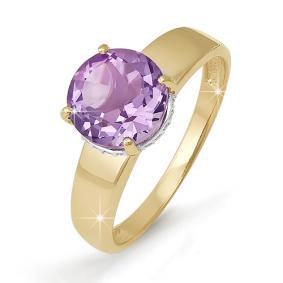 Золотое кольцо КЮЗ Del'ta D310700 с фианитом и аметистом D310700 фото