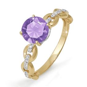 Золотое кольцо КЮЗ Del'ta D310710 с фианитом и аметистом D310710 фото