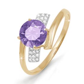 Золотое кольцо КЮЗ Del'ta D310715 с фианитом и аметистом D310715 фото