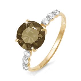 Золотое кольцо КЮЗ Del'ta D310726 с фианитом и раухтопазом D310726 фото