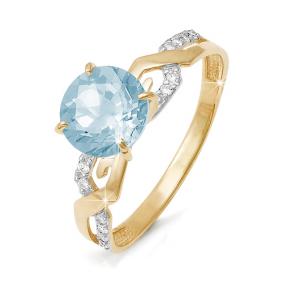 Золотое кольцо КЮЗ Del'ta D310733 с топазом и фианитом D310733 фото