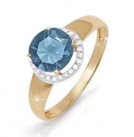 Золотое кольцо КЮЗ Del'ta D310749 с фианитом и Лондон топазом D310749 фото