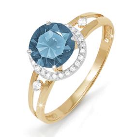 Золотое кольцо КЮЗ Del'ta D310750 с фианитом и Лондон топазом D310750 фото