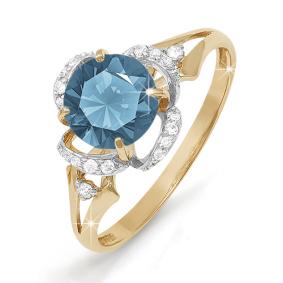 Золотое кольцо КЮЗ Del'ta D310756 с фианитом и Лондон топазом D310756 фото