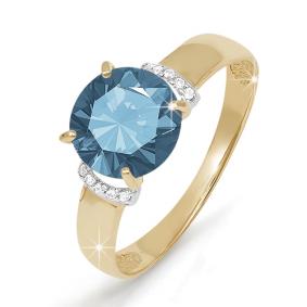 Золотое кольцо КЮЗ Del'ta D310757 с фианитом и Лондон топазом D310757 фото