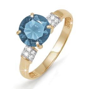 Золотое кольцо КЮЗ Del'ta D310768 с фианитом и Лондон топазом D310768 фото