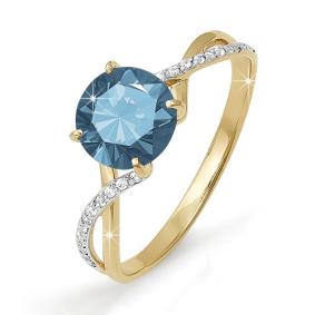 Золотое кольцо КЮЗ Del'ta D310783 с фианитом и Лондон топазом D310783 фото