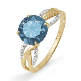 Золотое кольцо КЮЗ Del'ta D310784 с фианитом и Лондон топазом D310784 фото