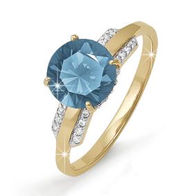 Золотое кольцо КЮЗ Del'ta D310787 с фианитом и Лондон топазом D310787 фото