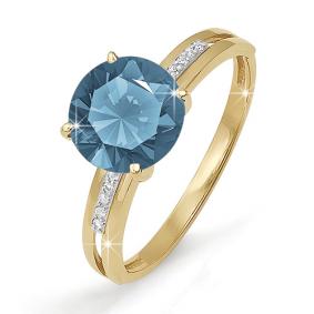 Золотое кольцо КЮЗ Del'ta D310788 с фианитом и Лондон топазом D310788 фото
