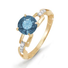 Золотое кольцо КЮЗ Del'ta D310796 с фианитом и Лондон топазом D310796 фото