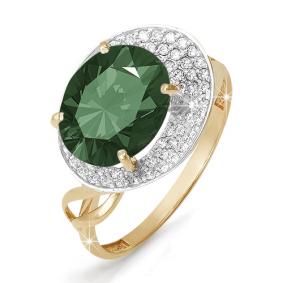 Золотое кольцо КЮЗ Del'ta D310803 с фианитом и кварцем D310803 фото