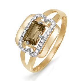 Золотое кольцо КЮЗ Del'ta D310812 с фианитом и раухтопазом D310812 фото