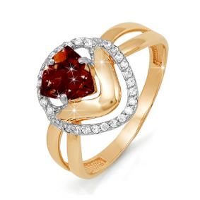 Золотое кольцо КЮЗ Del'ta D310818 с фианитом и гранатом D310818 фото