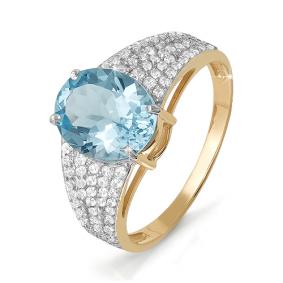 Золотое кольцо КЮЗ Del'ta D310836 с топазом и фианитом D310836 фото