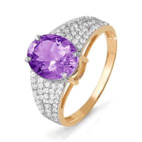 Золотое кольцо КЮЗ Del'ta D310838 с фианитом и аметистом D310838 фото