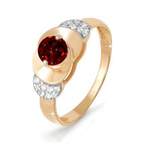 Золотое кольцо КЮЗ Del'ta D310877 с фианитом и гранатом D310877 фото