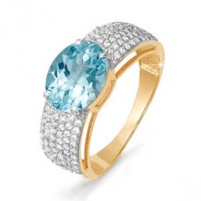 Золотое кольцо КЮЗ Del'ta D310896 с топазом и фианитом D310896 фото
